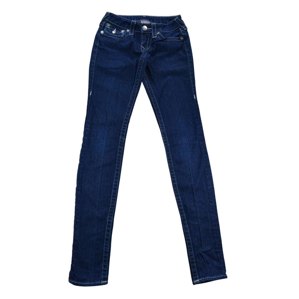 True Religion Julie Skinny Jeans Dark Wash Studded Pockets Low Rise Womens 25x33